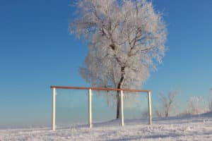 Aluminium balustrade in de sneeuw